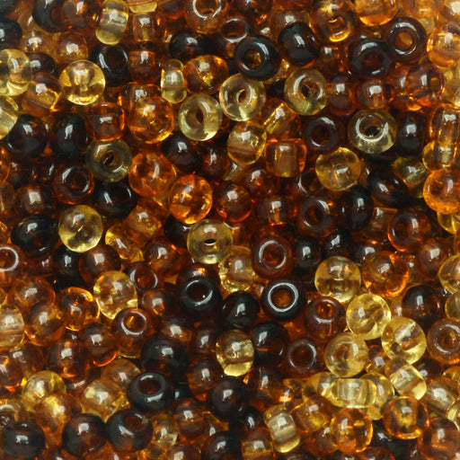Czech Glass Seed Beads, 8/0 Round, Tortoise Brown Mix (1 Ounce)