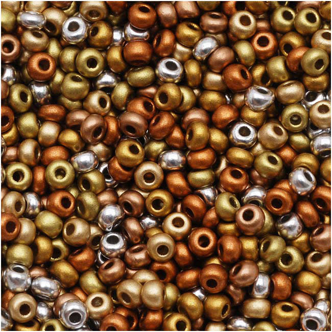 Czech Glass Seed Beads, 8/0 Round, Supra Metallic Mix (1 Ounce)