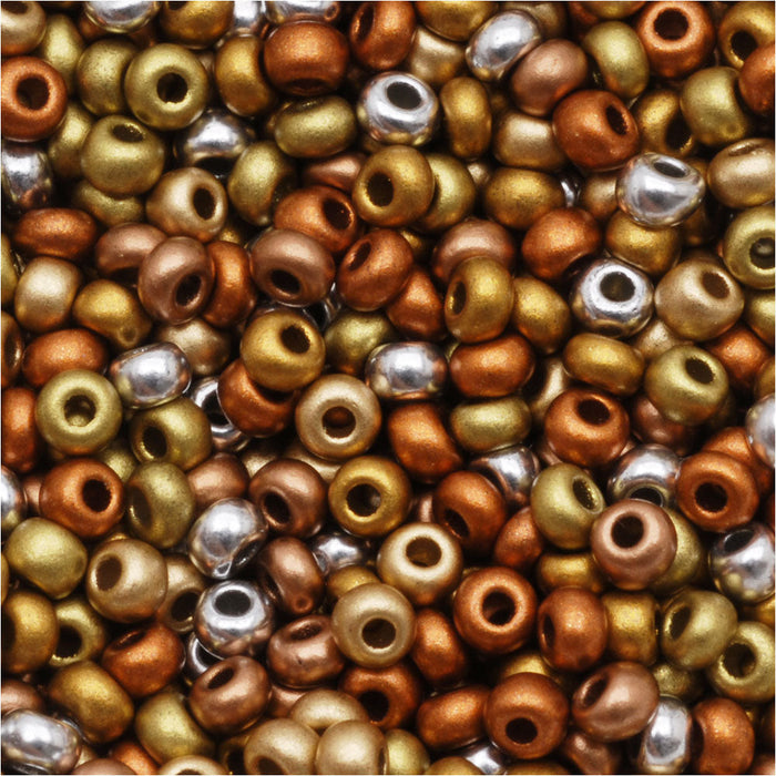 Czech Glass Seed Beads, 8/0 Round, Supra Metallic Mix (1 Ounce)