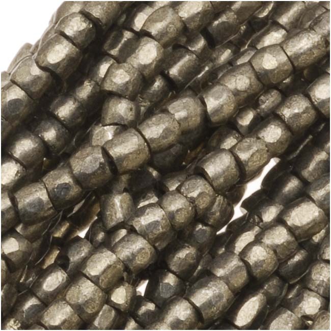 Czech Tri-Cut Seed Beads 10/0 'Terra Metallic Steel', Hank