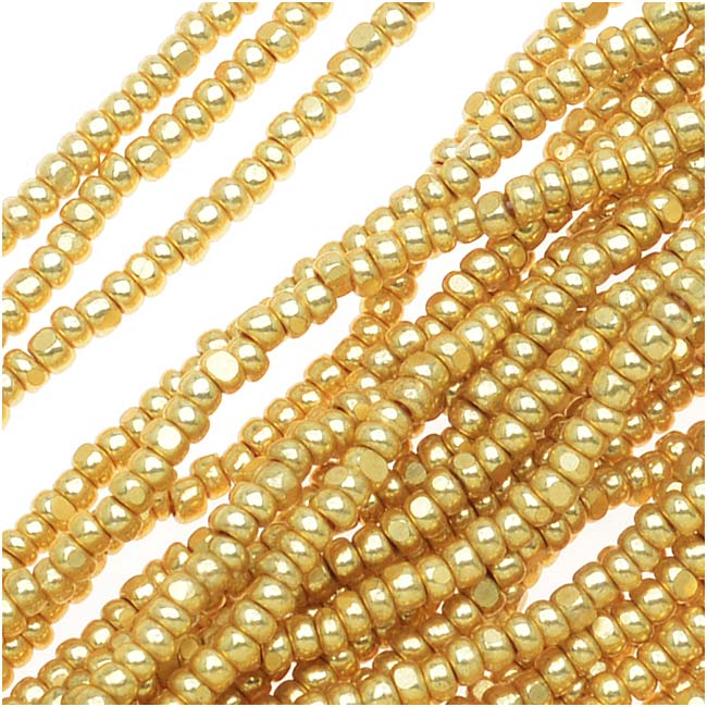 Czech Single Cut Charlotte Seed Beads 13/0 Metallic Gold Terra 1 Hank