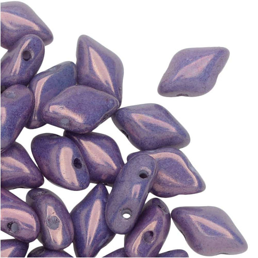 Czech Glass GemDuo, 2-Hole Diamond Shaped Beads 8x5mm, Chalk Purple Vega (8 Grams)
