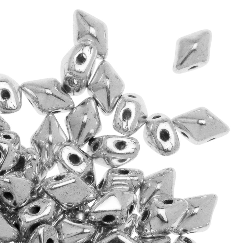Czech Glass DiamonDuo Mini, 2-Hole Diamond Shaped Beads 4x6mm, Labrador (8 Grams)