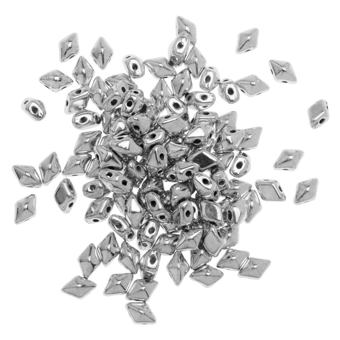 Czech Glass DiamonDuo Mini, 2-Hole Diamond Shaped Beads 4x6mm, Labrador (8 Grams)