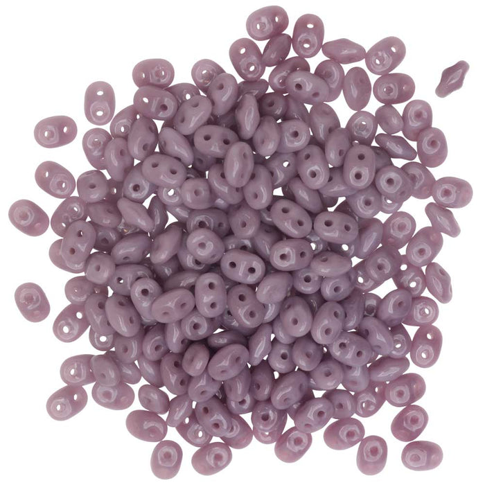 Czech Glass, 2-Hole SuperDuo Beads 2x5mm, Opaque Violet (8 Grams)