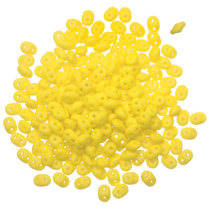 Czech Glass, 2-Hole SuperDuo Beads 2x5mm, Lemon (8 Grams)