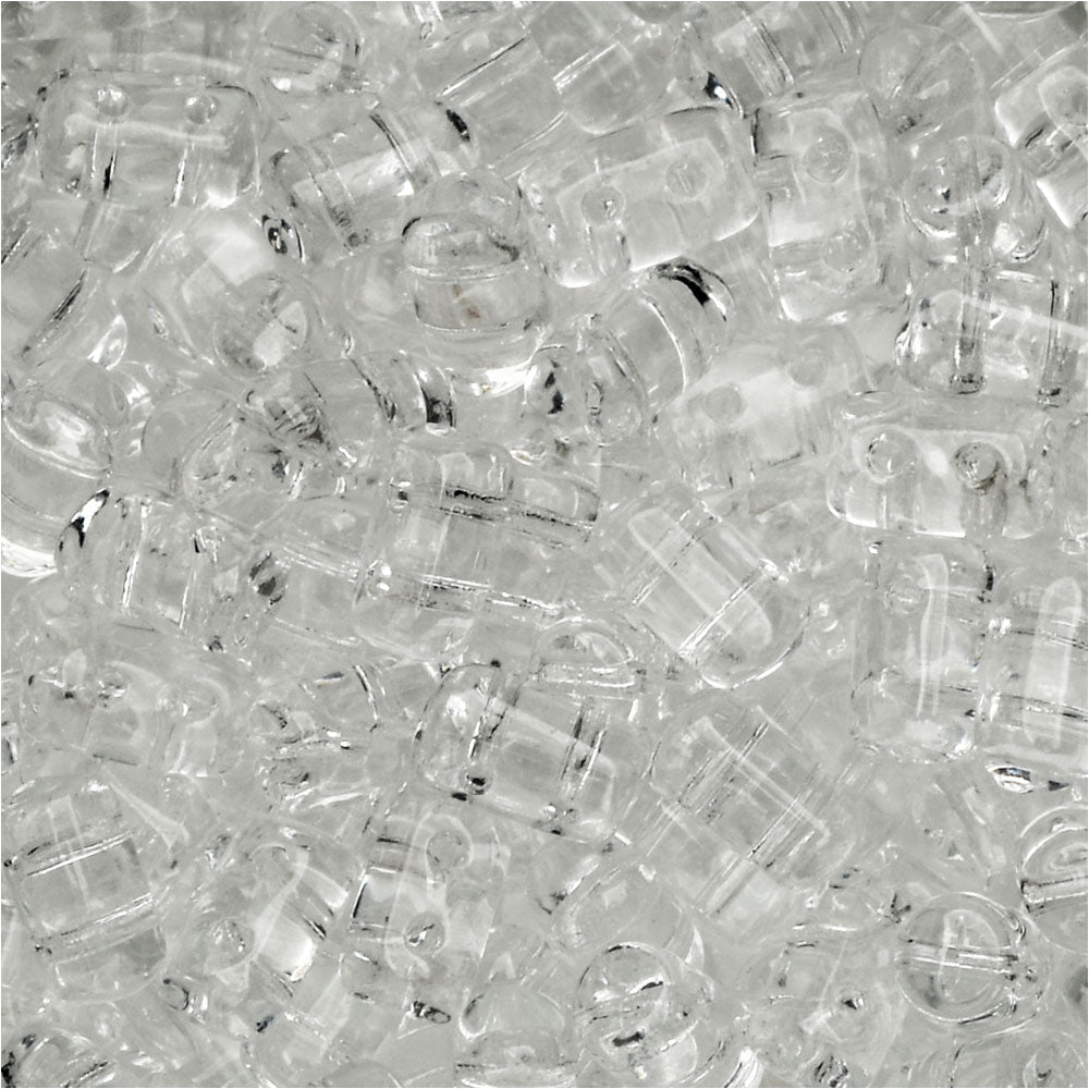 Czech Glass Matubo, Cylindrical 2-Hole Rulla Beads 3x5mm, Crystal (22 Gram Tube)