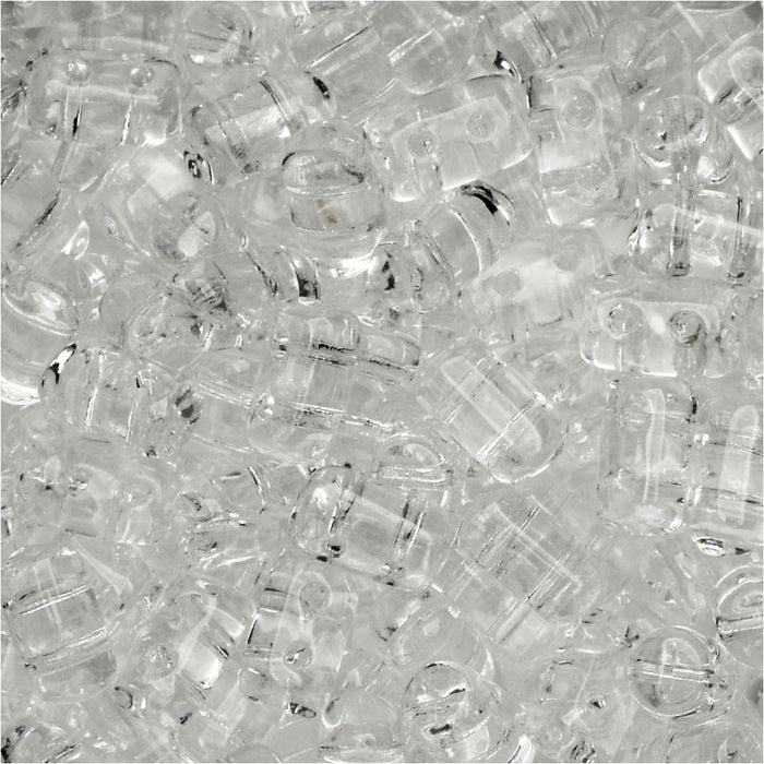 Czech Glass Matubo, Cylindrical 2-Hole Rulla Beads 3x5mm, Crystal (22 Gram Tube)