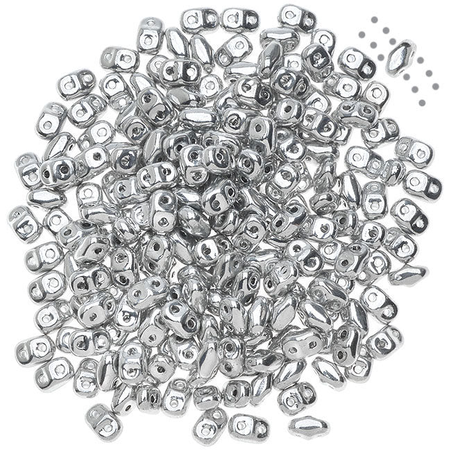 Czech Glass MiniDuo, 2-Hole Beads 2x4mm, Crystal Full Labrador (2.5 Inch Tube)