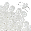 SuperDuo 2-Hole Czech Glass Beads, White Luster, 2x5mm, 8g Tube