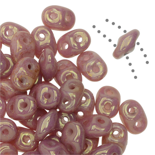 SuperDuo 2-Hole Czech Glass Beads, Red Luster, 2x5mm, 8g Tube