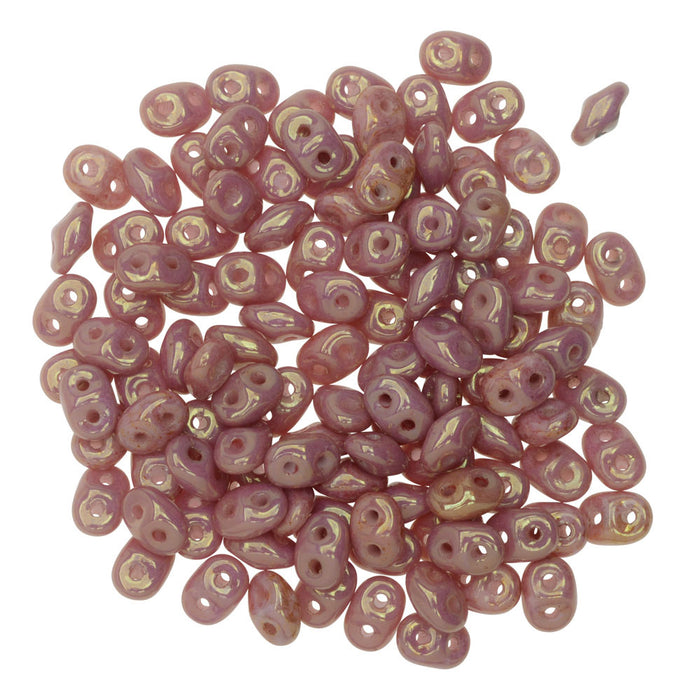SuperDuo 2-Hole Czech Glass Beads, Red Luster, 2x5mm, 8g Tube