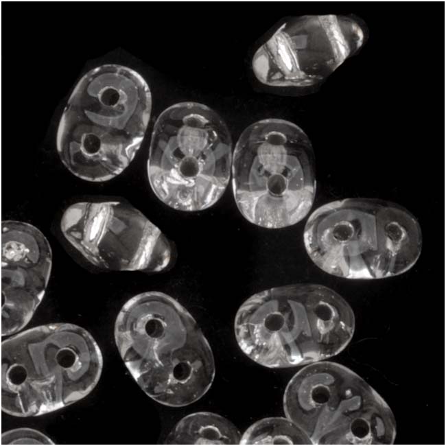 Czech Glass SuperDuo, 2-Hole Beads 2x5mm, Silver Lined Crystal 8 Grams