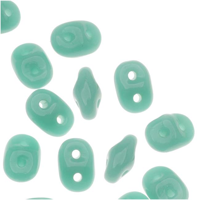 SuperDuo 2-Hole Czech Glass Beads, Turquoise, 2x5mm, 8g Tube