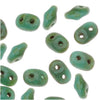 SuperDuo 2-Hole Czech Glass Beads, Opaque Turquoise Picasso, 2x5mm, 8g Tube