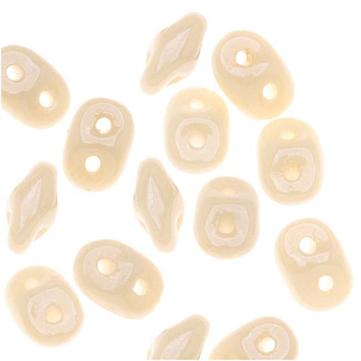 SuperDuo 2-Hole Czech Glass Beads, Opaque Luster Champagne, 2x5mm, 8g Tube