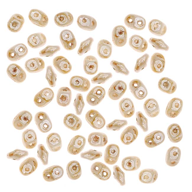 SuperDuo 2-Hole Czech Glass Beads, Opaque Luster Picasso, 2x5mm, 8g Tube