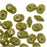SuperDuo 2-Hole Czech Glass Beads, Opaque Olive/Marbled Gold, 2x5mm, 8g Tube