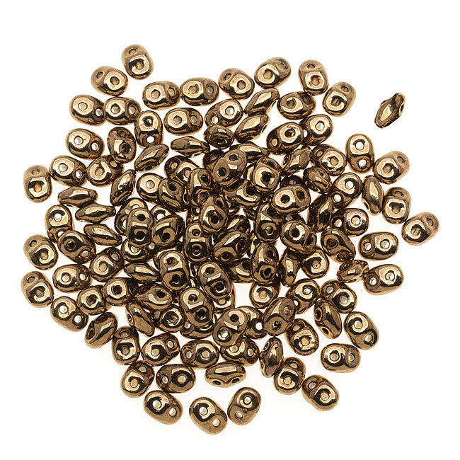 SuperDuo 2-Hole Czech Glass Beads, Bronze, 2x5mm, 8g Tube