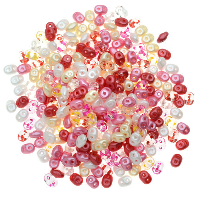 SuperDuo 2-Hole Czech Glass Beads, Hawaiian Leis Mix, 2x5mm, 24g Tube
