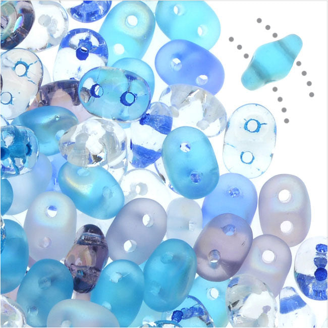 SuperDuo 2-Hole Czech Glass Beads, Frozen Mix, 2x5mm, 24g Tube