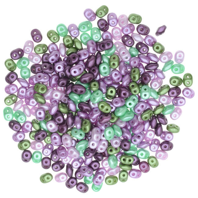 SuperDuo 2-Hole Czech Glass Beads, Spring Violets Mix, 2x5mm, 24g Tube