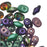 SuperDuo 2-Hole Czech Glass Beads, Madri Gras Plush Mix, 2x5mm, 24g Tube