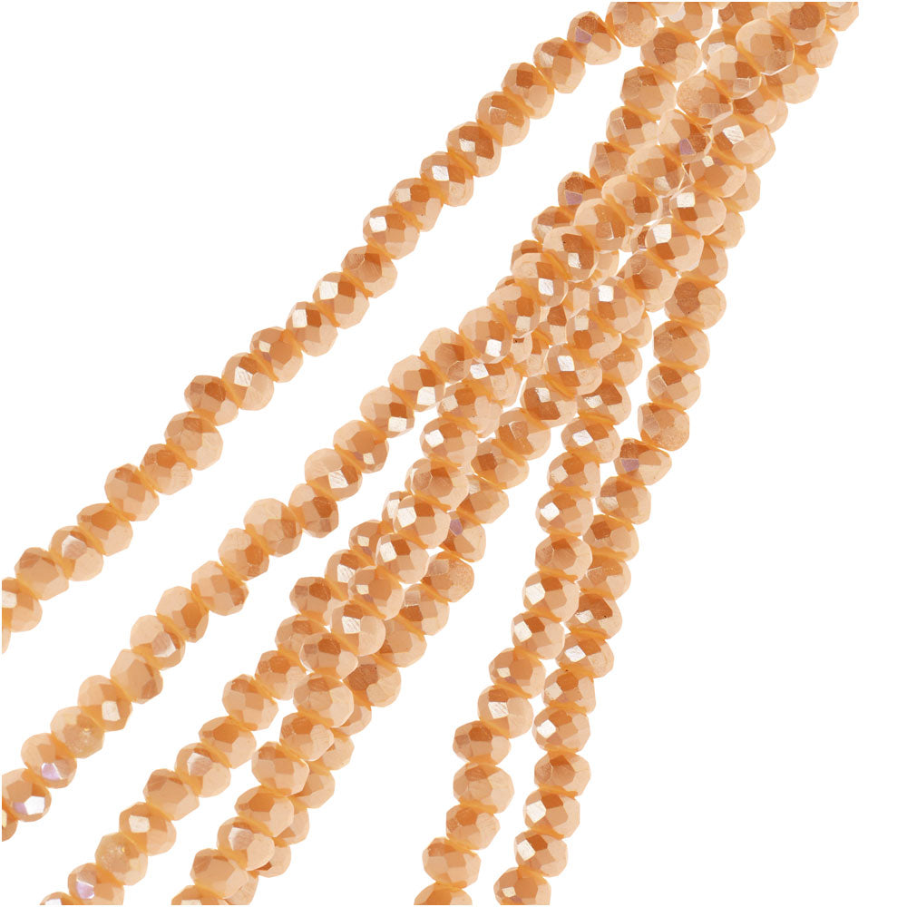 Crystal Beads, Faceted Rondelle 1.5x2.5mm, Opaque Light Champagne Luster (2 Strands)