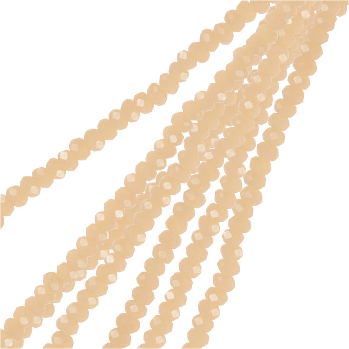 Crystal Beads, Faceted Rondelle 1.5x2.5mm, Opaque Cream (2 Strands)