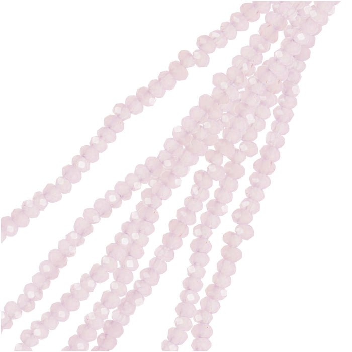 Crystal Beads, Faceted Rondelle 1.5x2.5mm, Opaque Pink (2 Strands)