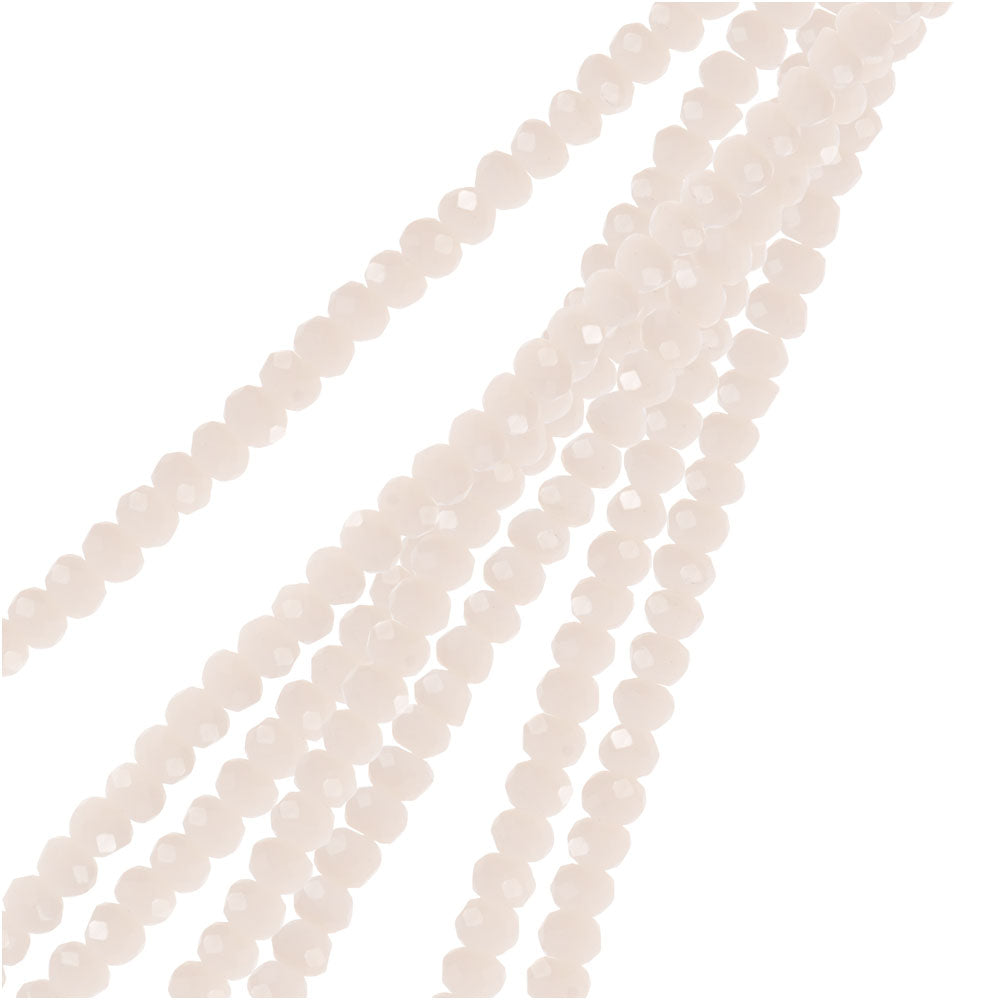 Crystal Beads, Faceted Rondelle 1.5x2.5mm, Opaque Light Cream (2 Strands)