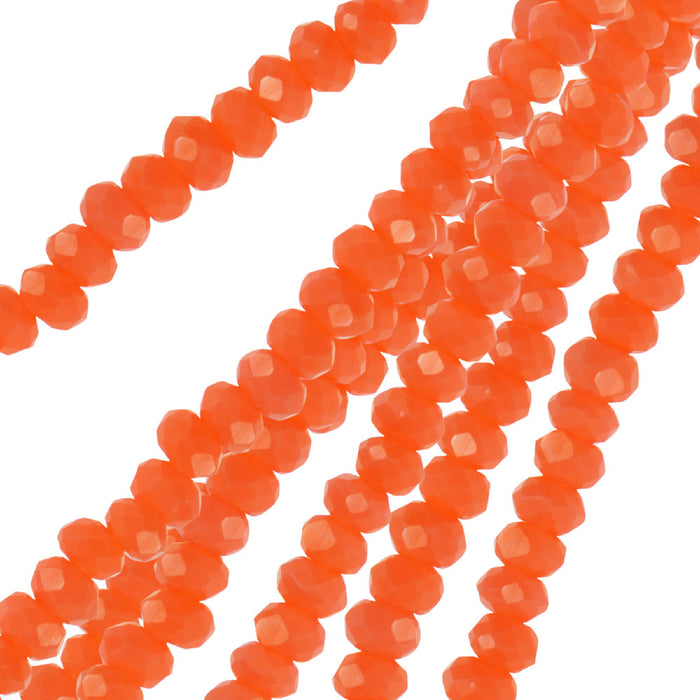Crystal Beads, Faceted Rondelle 1.5x2.5mm, Opaque Orange (2 Strands)