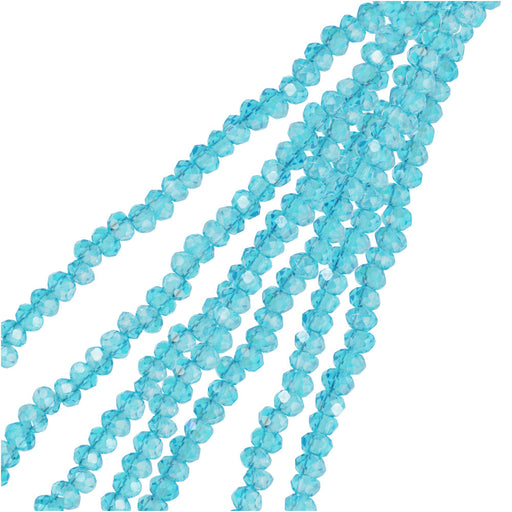 Crystal Beads, Faceted Rondelle 1.5x2.5mm, Transparent Blue AB (2 Strands)