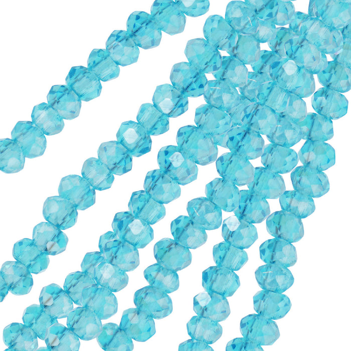 Crystal Beads, Faceted Rondelle 1.5x2.5mm, Transparent Blue AB (2 Strands)