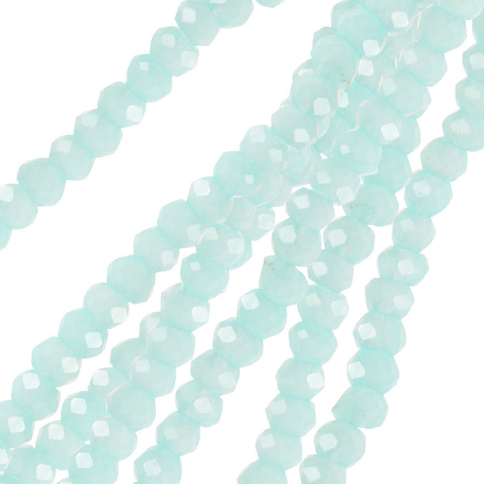 Crystal Beads, Faceted Rondelle 1.5x2.5mm, Opaque Light Blue (2 Strands)