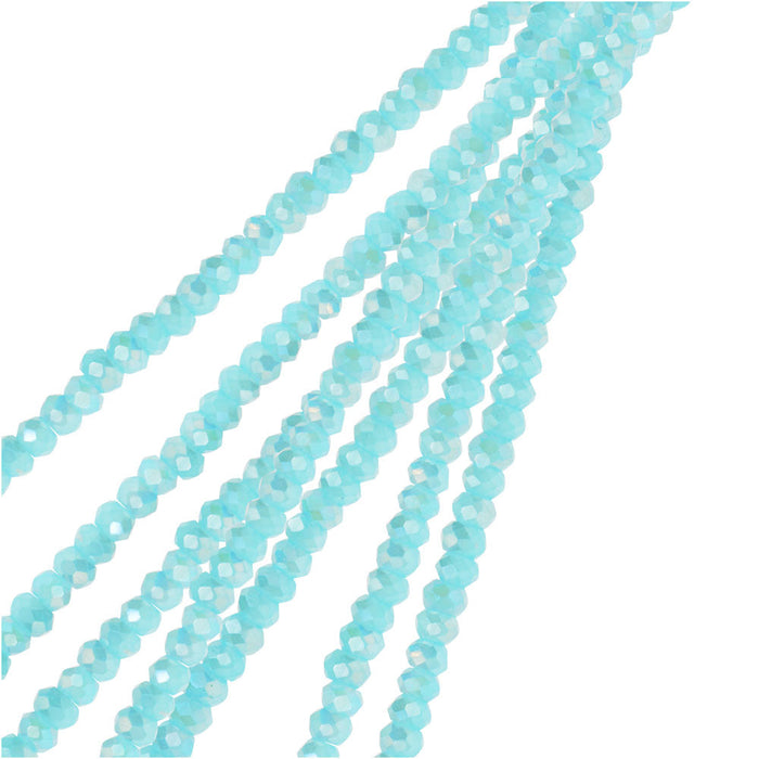 Crystal Beads, Faceted Rondelle 1.5x2.5mm, Opaque Blue AB (2 Strands)