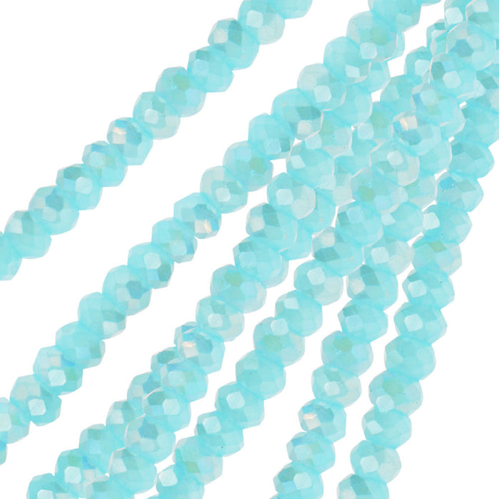 Crystal Beads, Faceted Rondelle 1.5x2.5mm, Opaque Blue AB (2 Strands)
