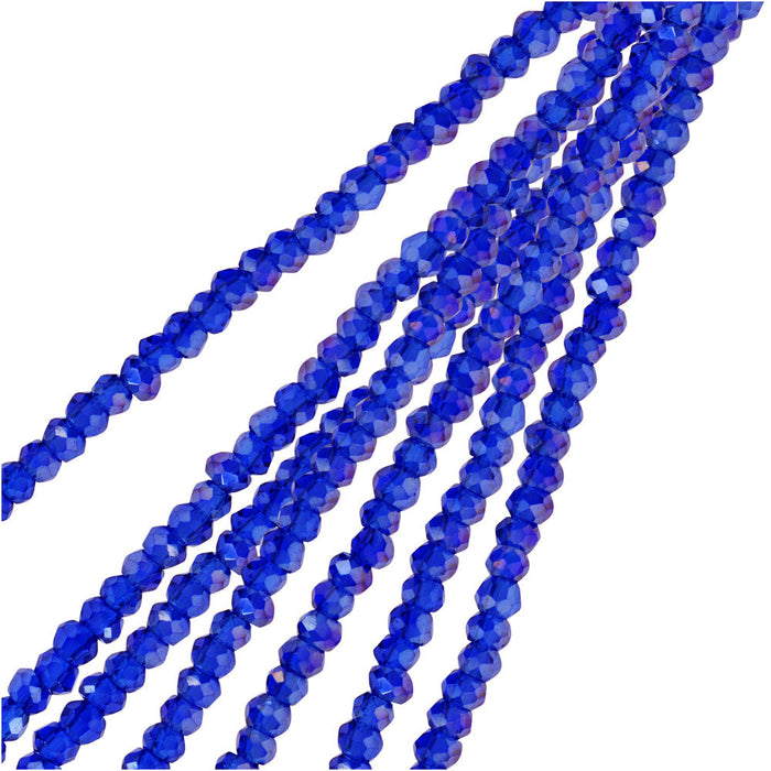 Crystal Beads, Faceted Rondelle 1.5x2.5mm, Transparent Sapphire AB (2 Strands)