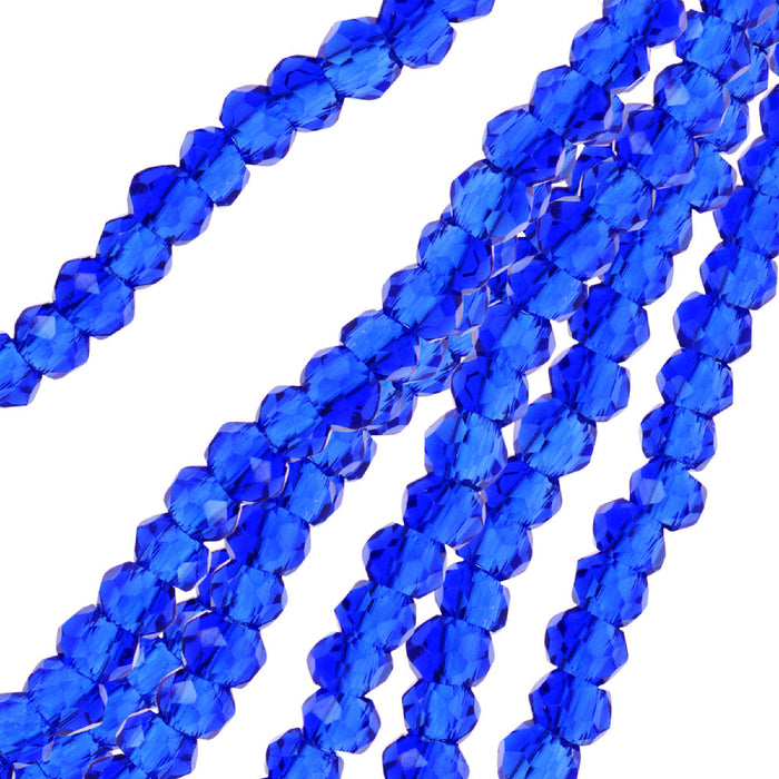Crystal Beads, Faceted Rondelle 1.5x2.5mm, Transparent Dark Sapphire (2 Strands)