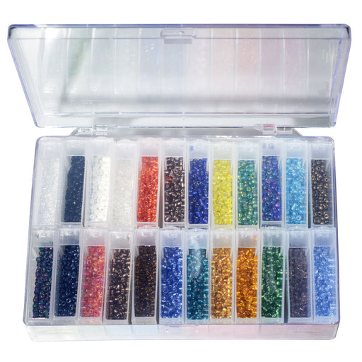 Basic Elements, Glass Seed Bead Assortment and Storage Container, Size 8/0 Round (196.8 Grams)