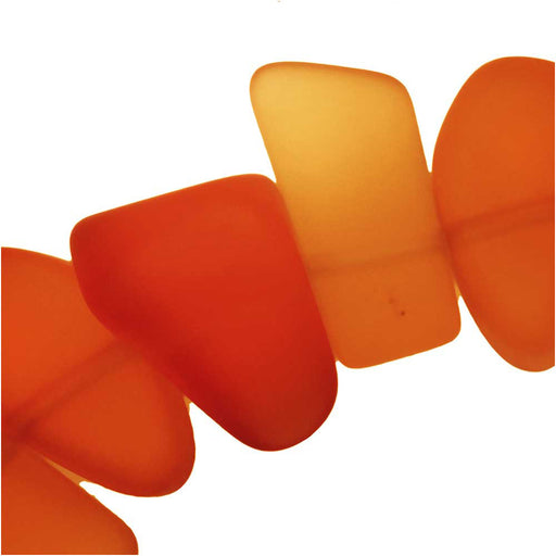 Cultured Sea Glass, Pebble Beads 6-10x8.5-14.5mm, Tangerine Orange (29 Pieces)