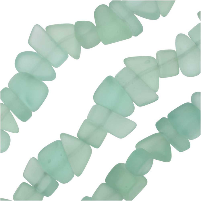 Cultured Sea Glass, Pebble Beads 6-10x8.5-14.5mm, Seafoam Light Aqua (29 Pieces)