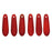 Cultured Sea Glass, Elongated Teardrop Pendants 24mm, Cherry Red (6 Pieces)