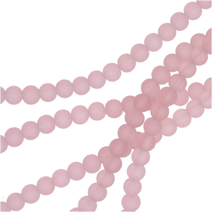 Cultured Sea Glass, Round Beads 4mm, Blossom Pink (45 Pieces)