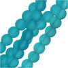 Cultured Sea Glass, Round Beads 4mm, Pacific Blue (45 Pieces)