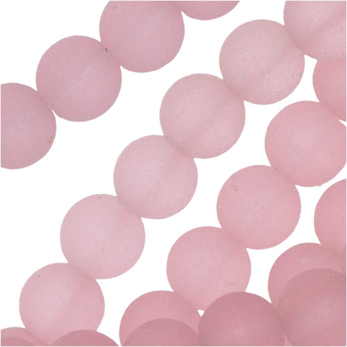 Cultured Sea Glass, Round Beads 6mm, Blossom Pink (32 Pieces)