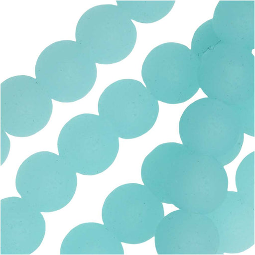 Cultured Sea Glass, Round Beads 6mm, 32-34 Pieces, Opaque Seafoam