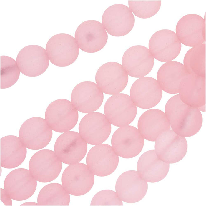 Cultured Sea Glass, Round Beads 8mm, Blossom Pink (26 Pieces)