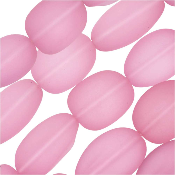 Cultured Sea Glass, Oval Nugget Beads 15-22mm, Blossom Pink (6 Pieces)