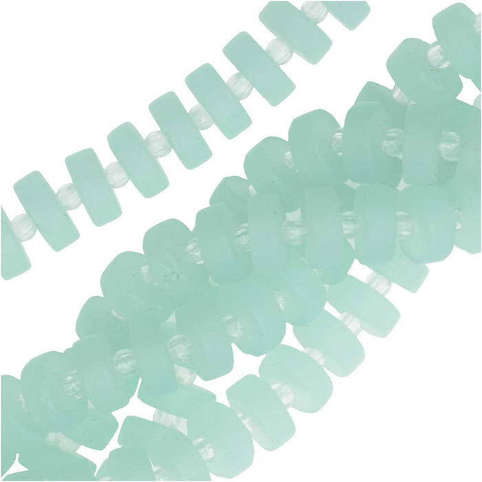Cultured Sea Glass, Button Heishi Spacer Beads 9mm, Opaque Seafoam (36 Pieces)